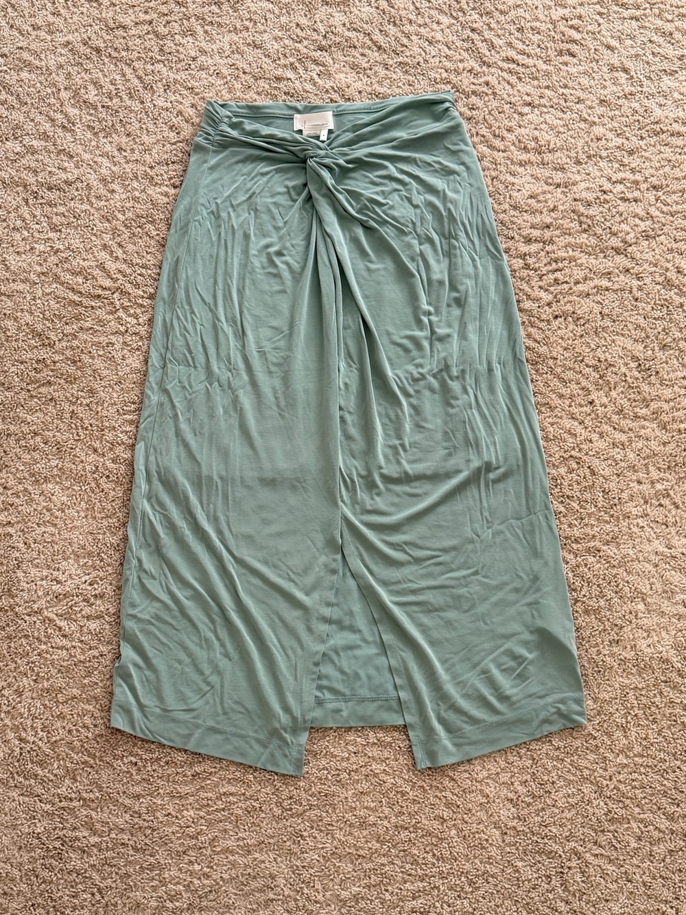 Twist-Front Midi Skirt in Sage Green